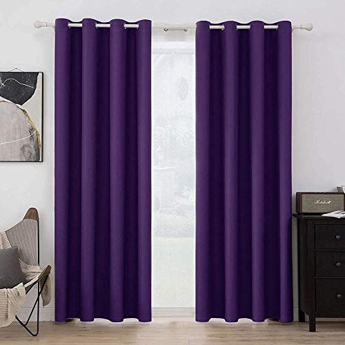 MIULEE Vorhänge Dunkellila Blickdicht mit Ösen, Schöner Weicher Verdunklungsvorhänge zum Verdunkeln von Räumen, 2er Set Gardinen Abdunkelnd Schlafzimmer Wohnzimmer Thermovorhang Kälteschutz 140X245 CM