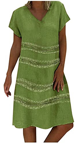AMhomely Vintage Dress for Women UK Ladies Summer Short Sleeve Midi Dress Loose Shift Womens Loose Casual Plain Dresses Kaftans Knee Length Retro Beach Dresses Slouch Cocoon