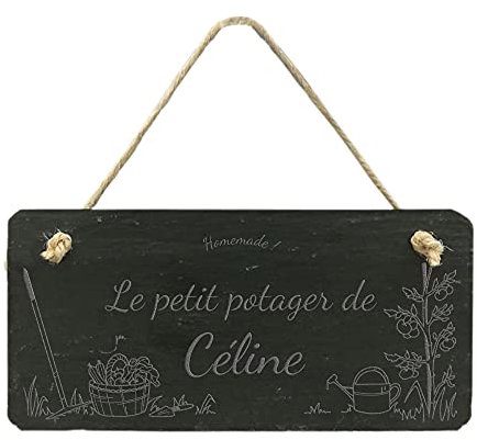 Amikado Plaque de porte gravée en ardoise - Décoration - Potager