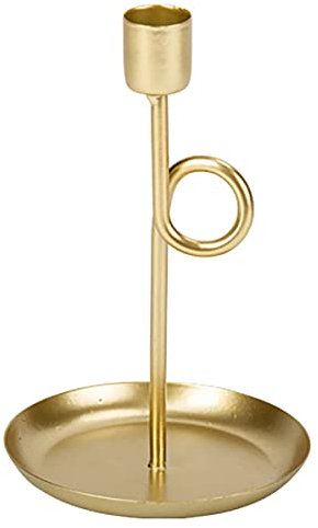 Bougeoir sur pied en laiton doré 16,5 cm