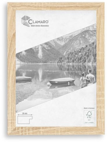 Clamaro 'COLLAGE' cadre photo 15x21 fabriqué à la main sur mesure | Chêne Sonoma | Cadre moderne en MDF, avec verre acrylique, fond et suspension