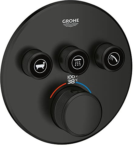 GROHE 291382430 Grohtherm Smartcontrol Garniture de vanne thermostatique triple fonction avec module de commande, noir mat