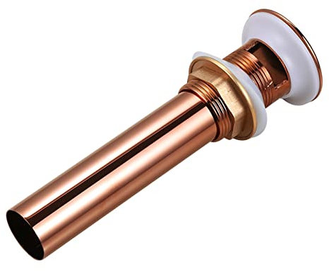Click Clack Basin Waste Pop Up Waste Slotted Basin Waste with Overflow Universal 1 1/4 Brass for Kitchen Bathroom Sink,Rose Gold