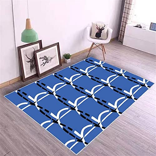 RUGMRZ Teppich Quadratisch Webteppich Umweltfreundlich blaues geometrisches Druckdesign Moderne Wohnzimmeraccessoires schmutzabweisend Kleines Sofa Für Jugendzimmer 60 x 110 cm