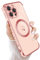Newseego Magnetic Case for iPhone 13 Pro Max Case[Compatible with MagSafe], Flexible Soft Silicone Protective Phone Case Cute Love Heart Pattern Gold Shockproof Bumper Cover for iPhone 13 Pro Max-Pink
