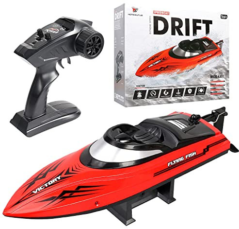 BLLRC BLRC Spielzeugboot für Fernsteuerungsschiff HJ811 Wasserspielzeug 2.4G Rennboot Lichtgeschwindigkeit 25km/h Hochgeschwindigkeits-Schnellboot mit Licht und niedriger Stromaufforderung (Rot)