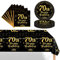 POPOYU 37 Pièces Assiette Vaisselle Anniversaire Kit,Noir Or Decoration Anniversaire Vaisselle 70 Ans Femmes Hommes,Nappe Papier Assiette Serviette pour Decoration Anniversaire 60 Ans Cadeau