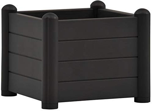 Keketa Cama elevada de jardín, jardineras de exterior, macetas rectangulares de exterior, jardinera de madera de polipropileno, antracita, 43 x 43 x 35 cm