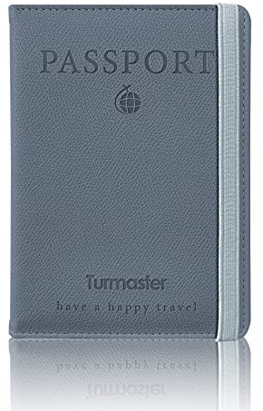 Turmaster PU-Leder Reisepass Brieftasche,Schutz vor Impfungen,Reisepass Umschlag mit RFID Block,Passport Holder für Männer und Frauen,Reisezubehör für Reisedokumente, 17 * 12.4 * 1.3 cm(Blau