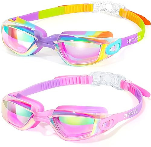 Water Space Lot de 2 lunettes de natation pour enfants de 6 à 14 ans, pour enfants de 3 à 6 ans, tout-petits, adolescents, filles, garçons