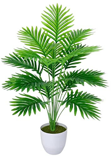 AIVORIUY Plantes Artificielles avec Pot, Fausse Plante Feuilles Arbre Areca Palmier Plastique Moderne Décoration pour Maison Chambre Salon Balcon Cour Jardin Cuisine (Palmier Vert 82cm)