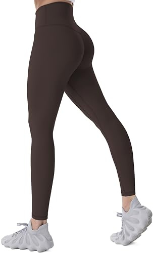 Sunzel Sunzfly Leggings Damen mit Bauchkontrolle Blickdicht Yogahose Sporthose für Gym Fitness Workout Braun L