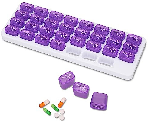 WLLHYF Monatliche Reise-Pillendose mit 31 Fächern, Pillen-Organizer, 1 Stück, tragbare Monatsbox, Medizin-Organizer, Behälter, Vitamin-Behälter, Halter für Outdoor, Reisen, Camping
