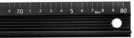 sourcing map Metall Lineal 80cm Metrisch Aluminium Legierung Rutschfest Schützendes Lineal Gerade Schneiden Messen Werkzeug mit Hängeloch Schwarz