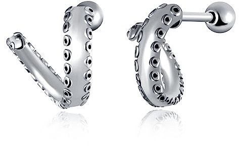 feilok Ohrringe Edelstahl Punk Krake Oktopusfinger Ohrschmuck Hoop Piercing Ohrstecker für Herren Damen