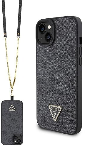 Guess GUHCP15SP4TDSCPK Hülle für iPhone 15 6.1 Schwarz hardcase Crossbody 4G Metal Logo