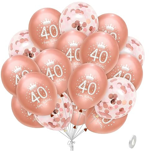 Womens 40th Birthday Balloons Rose Gold 40th Birthday Decorations for Women Party Balloons 20 Pack by Wonsta