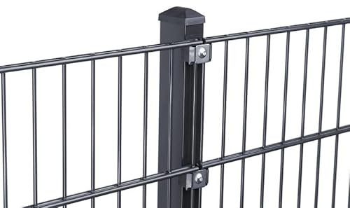 Doppelstabmattenzaun Set 868 Anthrazit| Stabmattenzaun | Mit VA Klemmhalter | Gartenzaun | Komplett Set | 103 cm-47.5