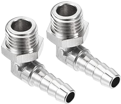 M METERXITY 2Stk Schlauch Anschlüsse - 90 Grad Winkel Vernickelt 6mm | Stichhaken Rohr Anschluss, Mit Schlauch Anwenden Gas, M12x1.5 Außengewinde
