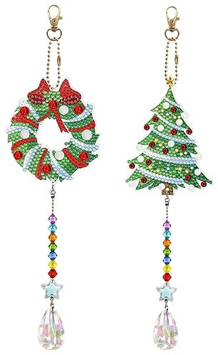 Starnearby 5D Diamond Painting Sonnenfänger Kristall DIY Diamant Painting Home Decor | Geschenk | Fensterdeko Regenbogen (Girlanden und Weihnachtsbäume)