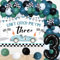 JOYMEMO Vintage Race Car 3rd Birthday Decorations Boys - Racing Car Balloons Arch Garland Kit with Can't Catch Me I'm Three Backdrop, Racetrack Number 3 Balloon, Checkered Flags for Three Fast