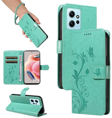 SRISHP Cover per Redmi Note 12 4G Custodia, Verde | Magnetica Cover a Libro, Portafoglio con Slot per Schede, Custodia in PU Pelle, Supporto Stand Cover
