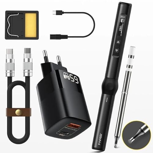 FNIRSI HS-01 Smart Electric Soldering Iron PD 65W Adjustable Constant Temperature Fast Heat Portable Soldering Iron Station Kit(Black PD 65W Kit)
