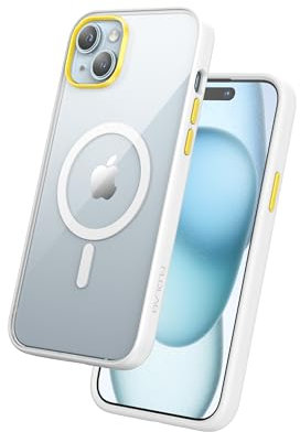 FLOLAB Surtect Tri-Fusion Magnetische Schutzhülle für iPhone 15, schlankes Design, Magsafe-kompatibel, militärischer Rahmen, transparent, Cybergelb