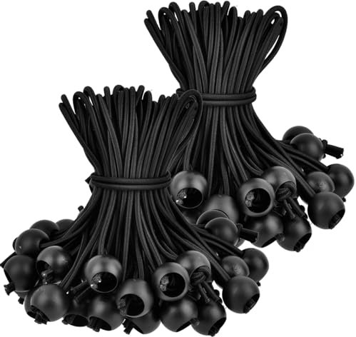 USENG 100 Pièces Tendeur Elastique avec Boules,15cm Tendeur Élastique Bache Sandow Elastique,Cordons Élastiques Bungee Tendeur Boule,Corde Elastique pour Bache Camping Bannière Canotage Pavillons