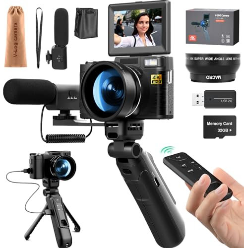 G-Anica Appareil Photo numérique 4K pour la Photographie, Appareil Photo vidéo/vlogging 48mp pour Youtube, kit Vlogger, kit de création de Contenu Microphone et Prise de trépied à Distance