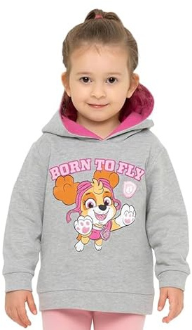 United Labels Paw Patrol Pullover mit Kapuze für Mädchen, Grau, Skye Born to Fly, Hoodie, Sweatshirt für Kinder, Kapuzenpullover