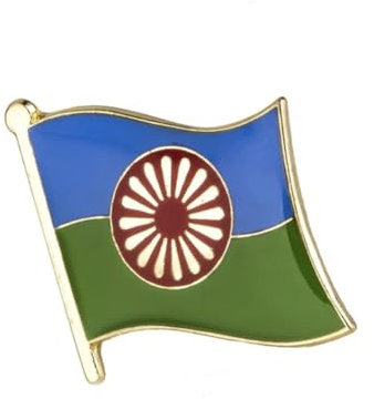 Broche en métal avec drapeau gitan rom, 19mm Wide 16mm High, Aluminium