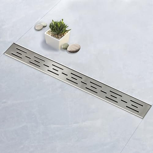 Acezanble Caniveau de Douche siphonné 60cm avec Appareil désodorisant et Filtre à Cheveux, Drain de Sol