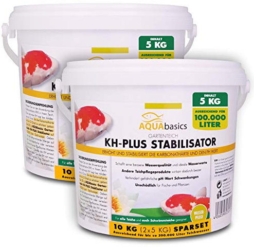 AQUAbasics Gartenteich KH-Plus Stabilisator sichert stabile und lebensnotwendige Wasserwerte im Teich - stabile Karbonathärte sichert auch den pH-Wert, Größe:10 kg