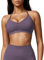 ZAAYO Damen Sport BH Rückenfreie Neckholder Gym Bra Crush Halter Sport BHS Gepolsterte Push Up Bras Mittlere Unterstützung Workout BH Workout Yoga Top Loganbeere M