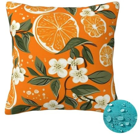 Outdoor Kissen Wetterfest 2 Stück Orange Kissenbezug 35x35 cm, Sommer Gartenkissen Deko Outdoor Sitzkissen Wetterfest, Kissenbezüge Herbst Outdoorkissen für Balkon Terrasse Patio Garten Deko -OZ395