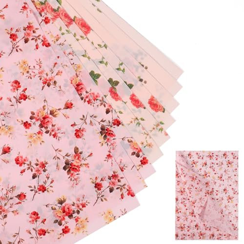 30 Blatt Blumen Seidenpapier, 50x35cm Seidenpapier Verpackungsmaterial 3 Stile Dekoratives Seidenpapier für Weihnachten Hochzeit Geburtstag Party Basteln Verpacken (Rosa)