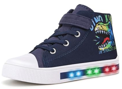 Boys Light-Up Trainers, Kids High Top Shoes Size 9, Dino King