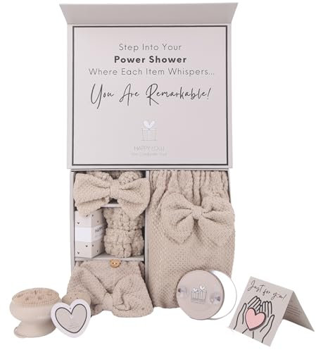 Happy Lolli Power-Duschset: Luxuriöses Badezubehör für Frauen & Mädchen - Enthält Körper- & Haarhandtuch, Handgelenkbänder, Stirnband, Gesichtsschwamm und mehr - Stärken Sie Ihre Routine (Frisch in