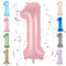 Pink 40 Inch Number 1 Balloon,Large Self Inflating Pastel Pink Foil Number Balloons 0-9 for Boys Girls,Digit One Balloons for 1st Birthday Party Decorations Supplies