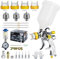 Potufa HVLP Pistola a spruzzo con 4 ugelli – 1,4 mm & 1,7 mm & 2,0 mm & 2,5 mm & 2,5 mm, pistola professionale per verniciatura ad aria compressa con bicchiere di plastica da 600 ml (giallo)