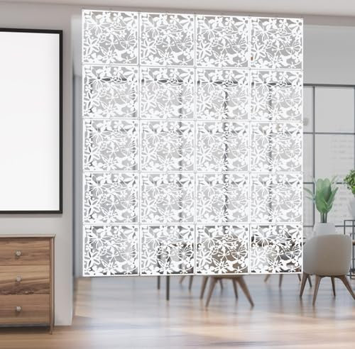 12 Stück Raumteiler Hängend, Paravent Raumtrenner Bildschirm Panel Wandpaneele, 40x40cm DIY Hängepaneel Raumteiler Trennwand Hängend für Innendekoration Wohnzimmer Esszimmer Schlafzimmer