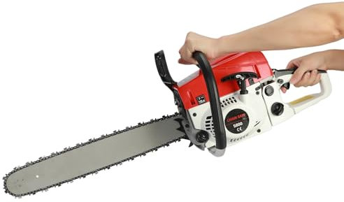 13000RPM Gas Chain Saw, 2400W 58CC Handheld Cordless Gas Powered Chainsaw for Cutting Trees, Branches, Wood, Outdoor Trimming 20Inch