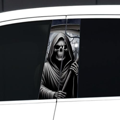 1 Paar Halloween-Auto-Horror-Aufkleber, Horror-Auto-Aufkleber, klassische Horror-Film-Charaktere, Peeking-Aufkleber, Michael Myers, gruseliges Kind, Vinyl-Aufkleber, 27,9 x 48 cm (Todesgott)