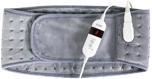 Russell Hobbs Heated Belt Grey Heated Pad for Back Pain Relief & Period Pain Relief 60W with 3 Heat Settings, Overheat Protection Automatic Shutoff, Digital Remote, 2 Year Guarantee, RHHB1011