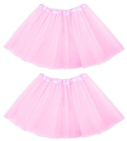 JSTHHTT 2 Stücke Damen Tutu, Ballett Tutu, Damen Kurz Tüllrock, Retro Tutu Ballet, Klassisch Elastisch 3 Lagig Tüll Tüllrock, 50er Rockabilly Tütü, Teen Dance Dress Up Party Zubehör(Rosa)