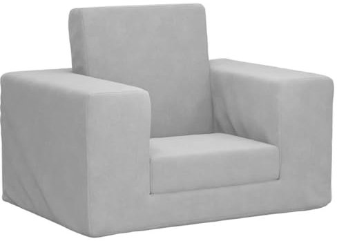 vidaXL Canapé-lit pour Enfants Gris Clair Peluche Douce, Mini-canapé, Mini canapé lit, siège pour Enfants, canapé pour Enfants