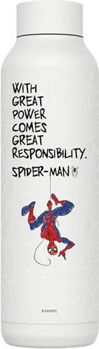 QUOKKA SOLID X MARVEL | BOTELLA TÉRMICA DE ACERO INOXIDABLE DOBLE PARED | SPIDER-MAN GREAT POWER