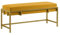 BETTSO - Elegante Sitzbank LAMO - Polsterbank mit Metalbeinen - Moderner Bettbank - Garderobenbank - Sitzhocker Wohnzimmer, Flur - Metalfarbe Gold - Stofffarbe Honigfarben (Gelb) - 100x35x45cm