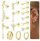 CASSIECA 15 Pcs Piercing Ohr Gold Helix Piercings Chirurgenstahl Ohrringe für Damen Medizinische Ohrstecker Creolen Ohrringe Ohr Piercing Set Conch Helix Tragus Piercing für Mehrere Ohrlöcher